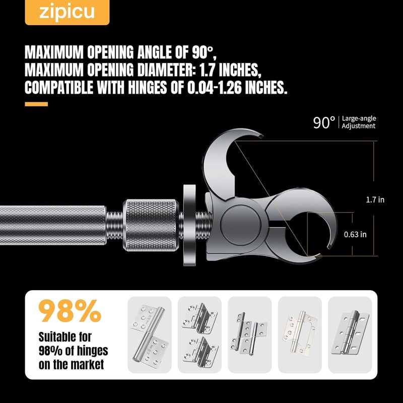 ZIPICU New-GEN Door Hinge Adjustment Tool – Professional Hinge Adjustment Tool | Universal Fit for Interior & Exterior Doors | Fix Sagging Doors in Seconds – Stainless Steel Construction - Image 3